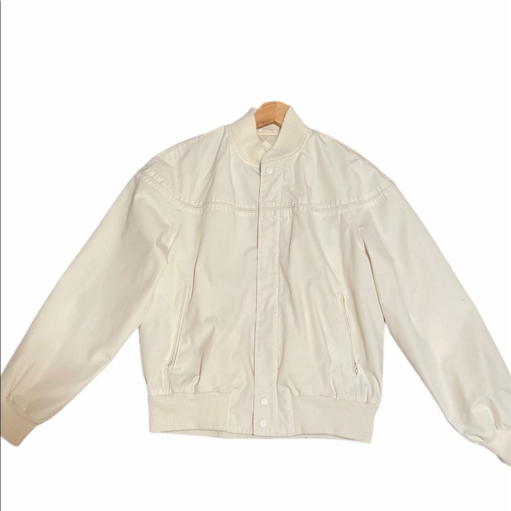Oversized vintage cream bomber jacket
